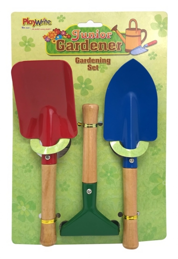 GARDENING SET,Junior Gardener Metal & Wood, 3 Piece I/cd [Splittable]