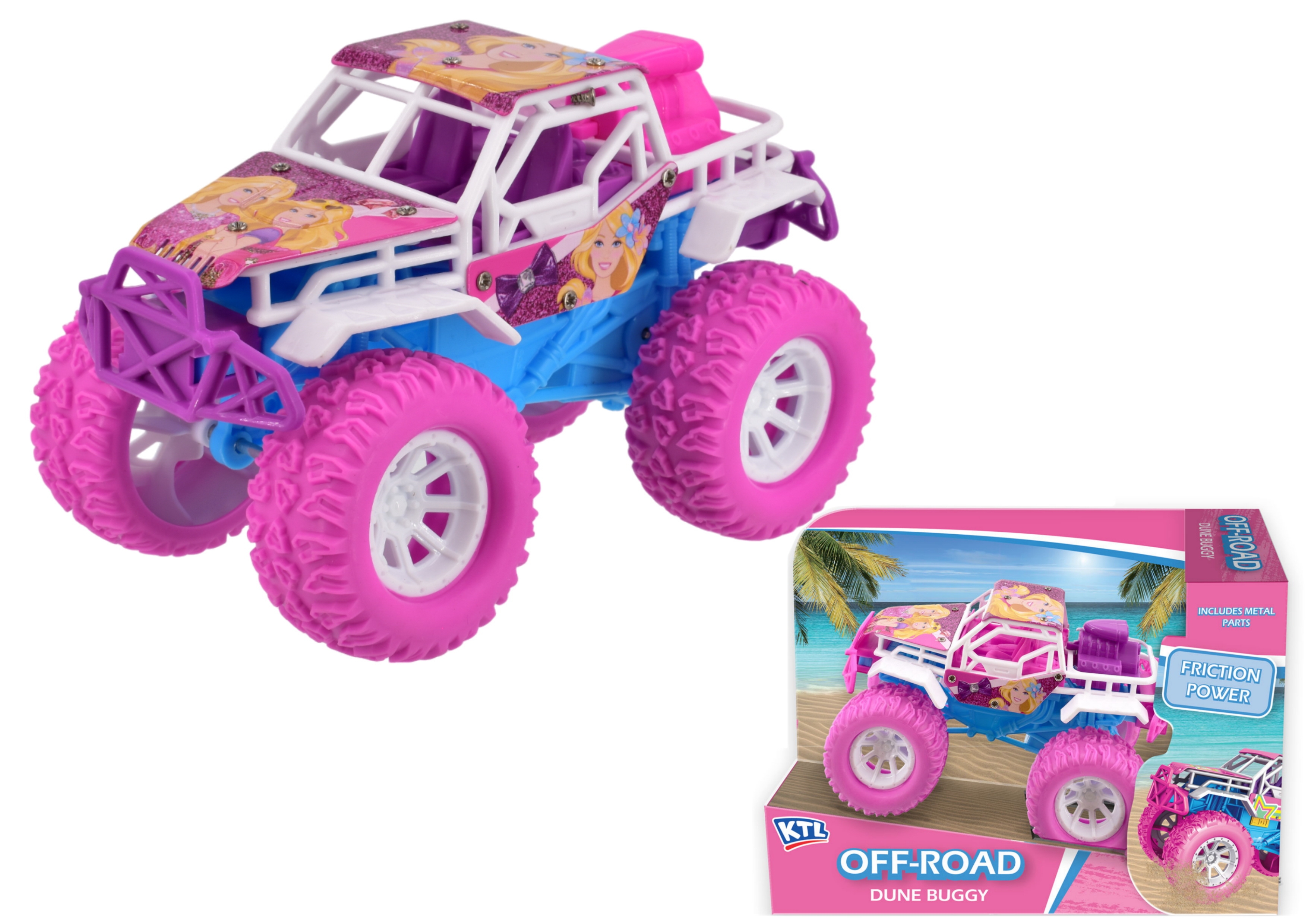OFF ROAD DUNE BUGGY Pink Wheels, Friction Power 16cm [Splittable]