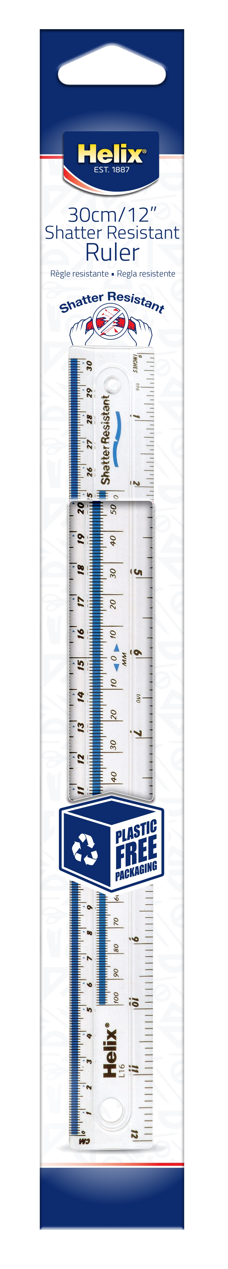 RULER,30cm Shatterproof(Helix) [Packs Only]