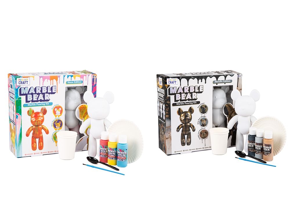 MARBLE BEAR, Paint Pouring, 2 Asst. 23cm 5+ Bxd. [Splittable]