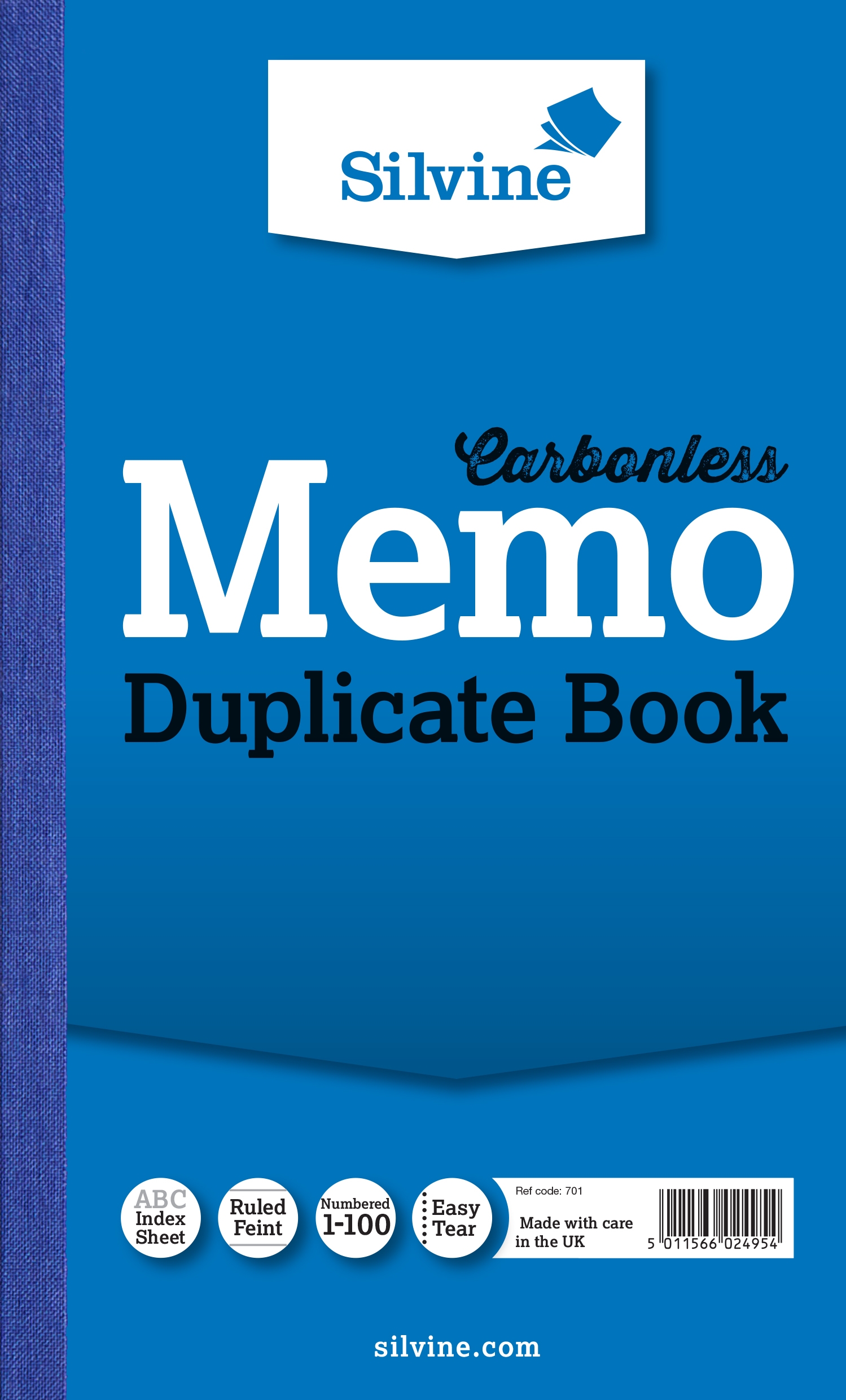 DUPLICATE BOOK,Carbonless 8.25x5/206x125mm (Silvine) [Splittable]