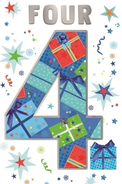 AGE 4 CARDS,Male 6`s Presents & Stars