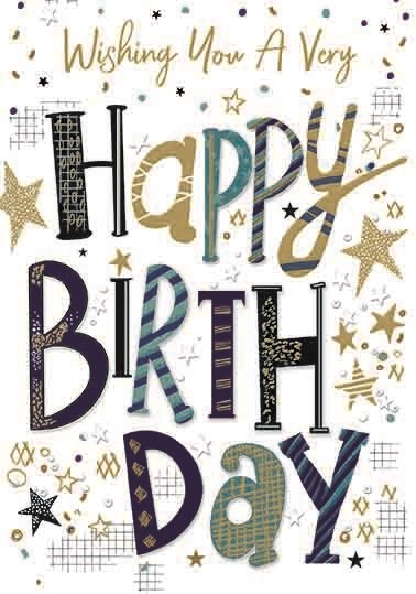 BIRTHDAY CARDS,6`s Text & Stars