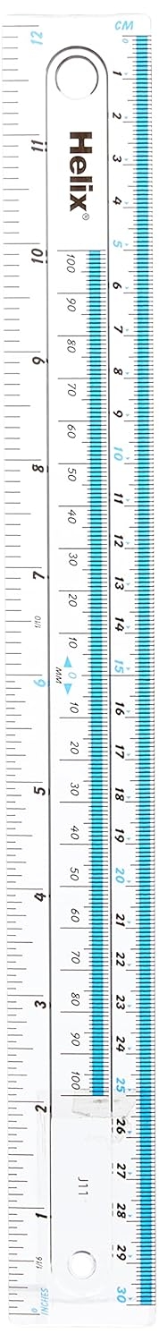 RULER,30cm Plastic (Helix) H/pk [Packs Only]