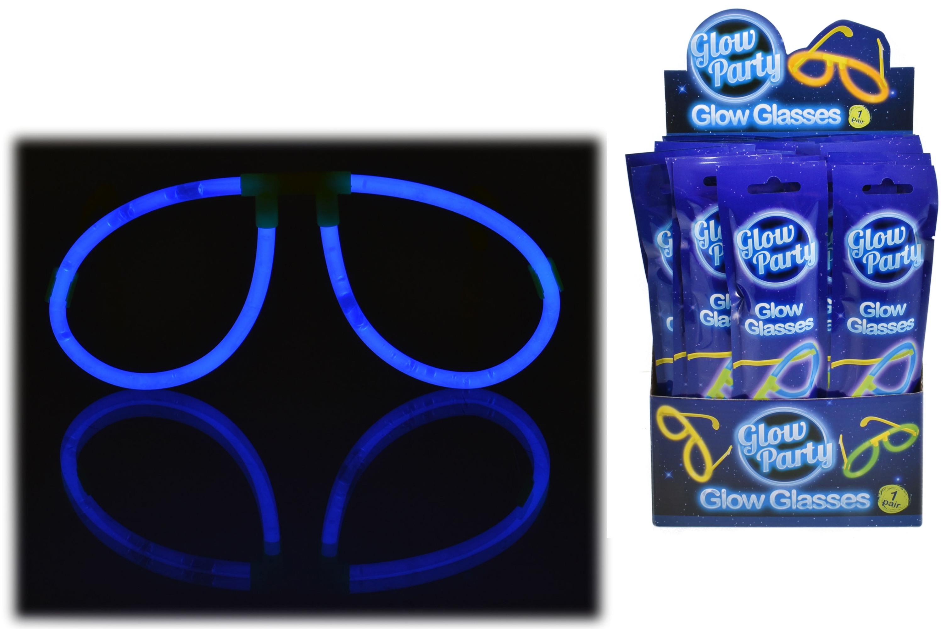 GLOW GLASSES, 1 Pair Asst.Cols H/pk CDU [Splittable]