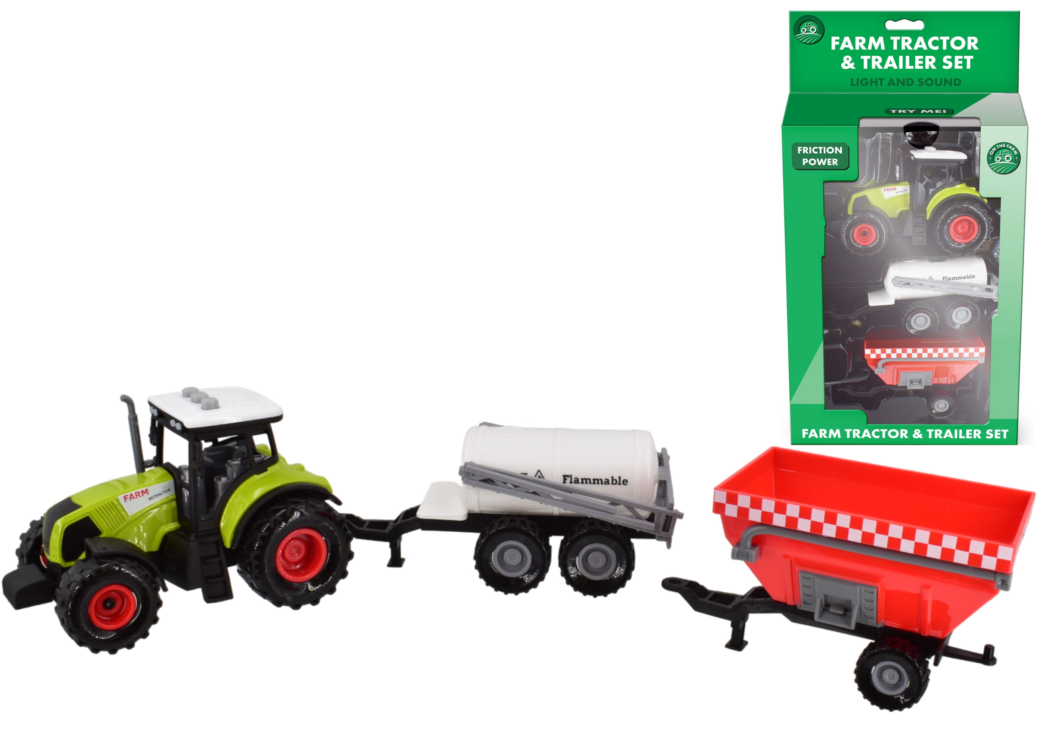 FARM TRACTOR & TRAILER SET Light & Sound, Try Me, Bxd. [Splittable]