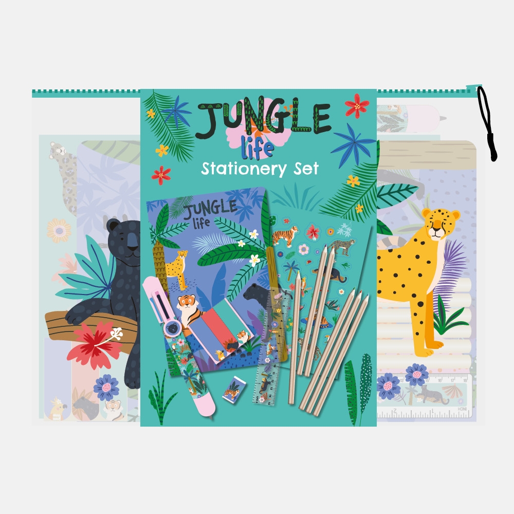STATIONERY SET,Jungle Life A5 Wallet with Assorted Items