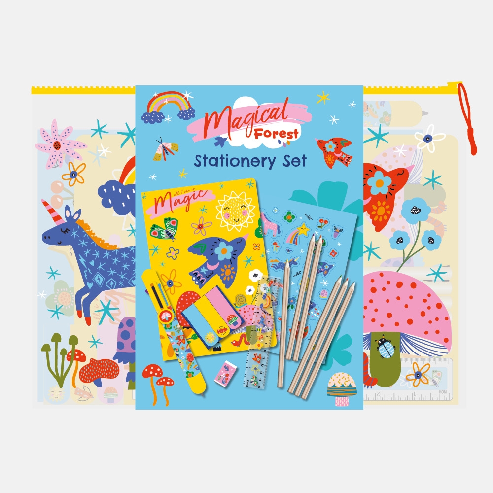 STATIONERY SET,Magical Forest A5 Wallet with Assorted Items