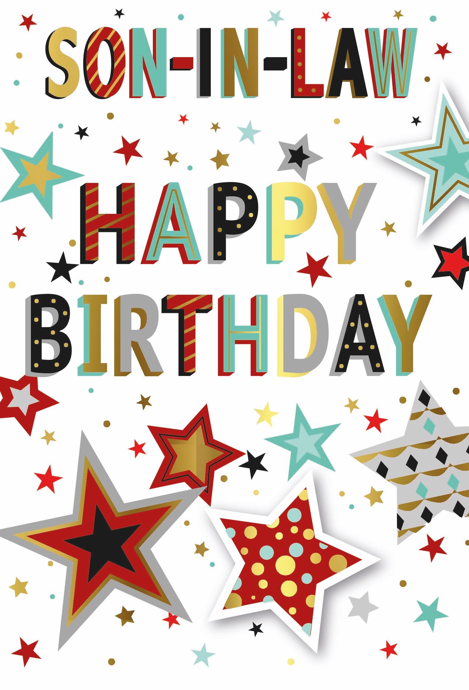 BIRTHDAY CARDS,Son in Law 6`s Text & Stars