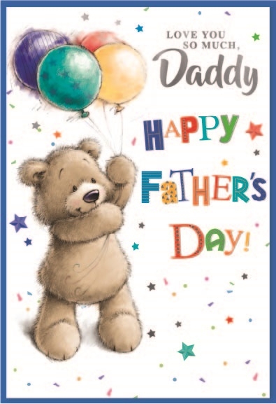 FATHER`S DAY CARDS,Daddy 6`s Teddy & Balloons