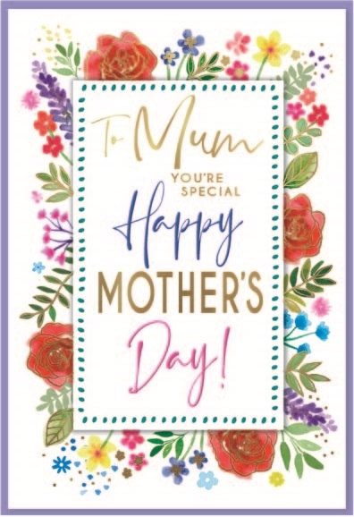 MOTHER`S DAY CARDS,Mum 6`s Floral Text