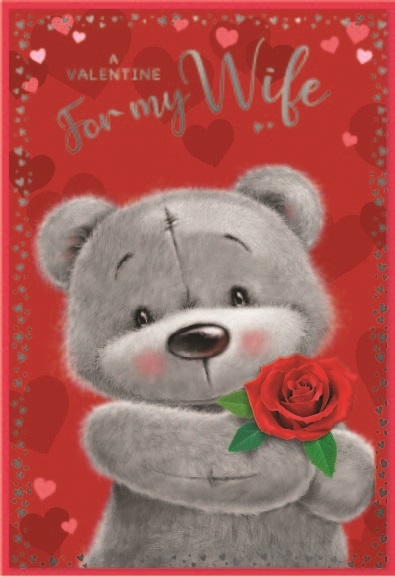 VALENTINE`S CARDS,Wife 6`s Teddy with Rose