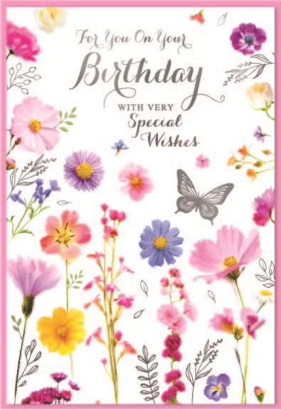 BIRTHDAY CARDS,6`s Floral Butterflies