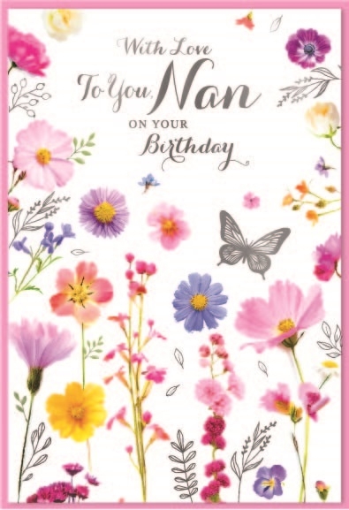 BIRTHDAY CARDS,Nan 6`s Floral Butterflies