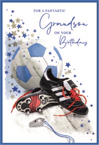 BIRTHDAY CARDS,Grandson 6`s Football Boots & Ball