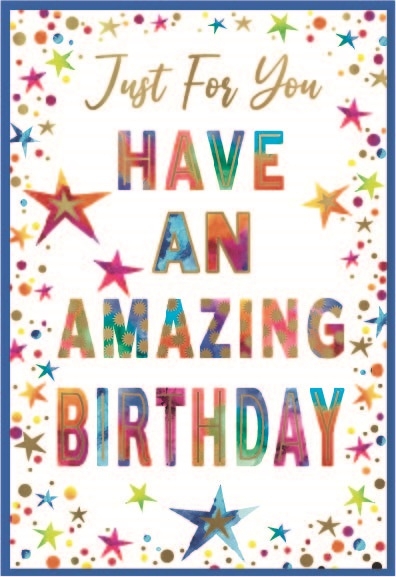 BIRTHDAY CARDS,6`s Text & Stars