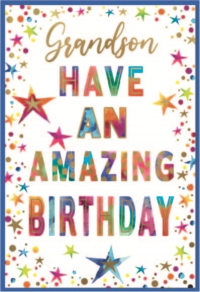 BIRTHDAY CARDS,Grandson 6`s Text & Stars
