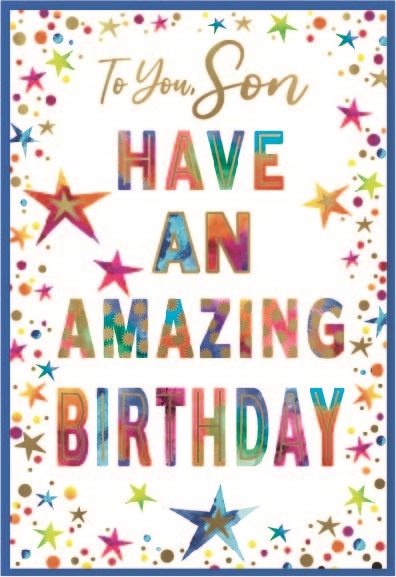 BIRTHDAY CARDS,Son 6`s Text & Stars