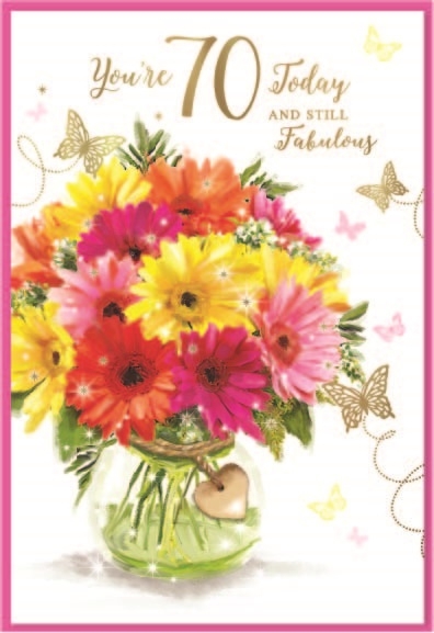 AGE 70 CARDS,Female 6`s Floral Bouquet