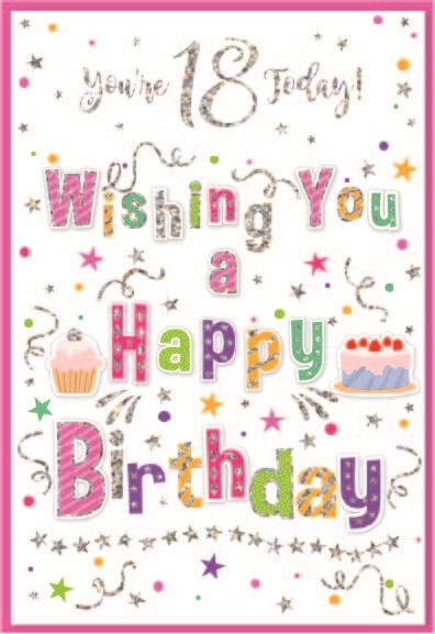 AGE 18 CARDS Female 6`s Text & Streamers