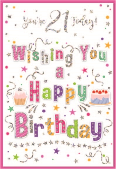 AGE 21 CARDS,Female 6`s Text & Streamers