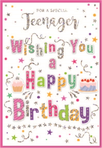 AGE CARDS,Teenager 6`s Text & Streamers