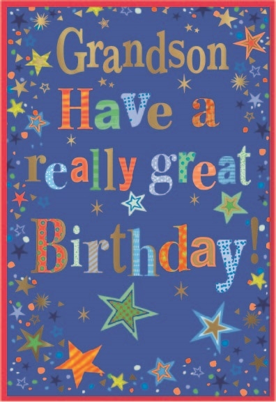 BIRTHDAY CARDS,Grandson 6`s Text & Stars