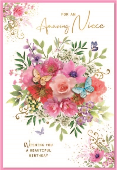 BIRTHDAY CARDS,Niece 6`s Floral Bouquet