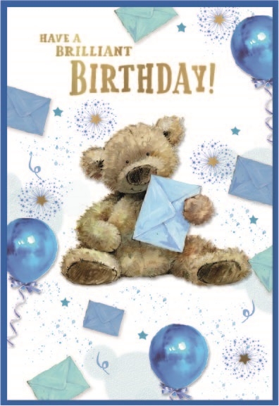 BIRTHDAY CARDS,6`s Teddy, Ballloons & Envelopes