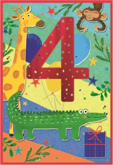 AGE 4 CARDS,Male 6`s Jungle Animals