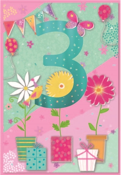 AGE 3 CARDS,Female 6`s Floral Vases