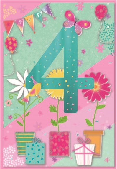 AGE 4 CARDS,Female 6`s Floral Vases