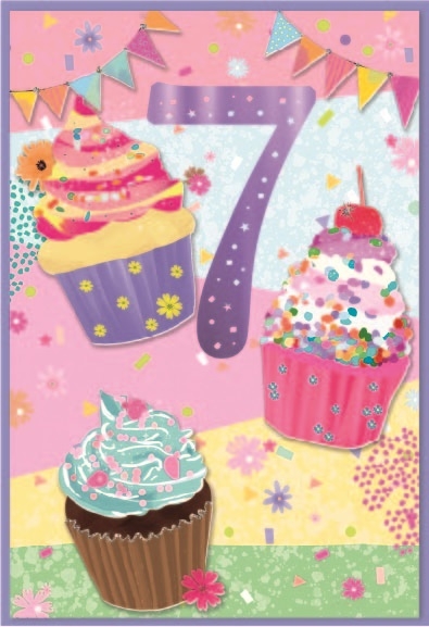 AGE 7 CARDS,Female 6`s Cupcakes