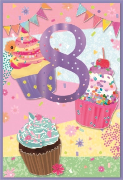 AGE 8 CARDS,Female 6`s Cupcakes