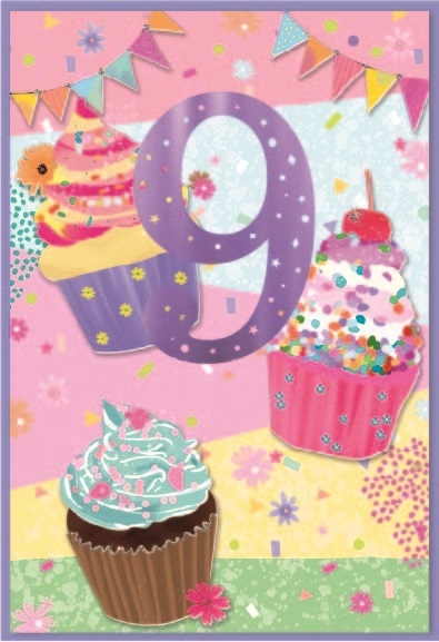 AGE 9 CARDS,Female 6`s Cupcakes