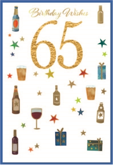 AGE 65 CARDS,Male 6`s Beer, Wine & Presents
