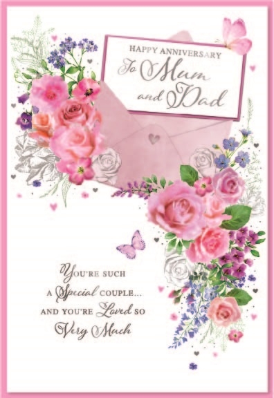 ANNIVERSARY CARDS,Mum & Dad 6`s Floral Envelope