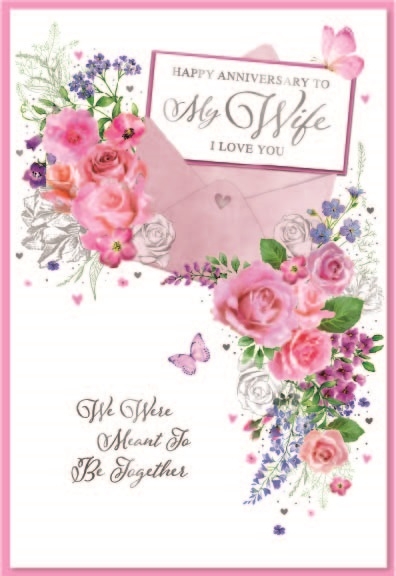 ANNIVERSARY CARDS,Wife 6`s Floral Envelope