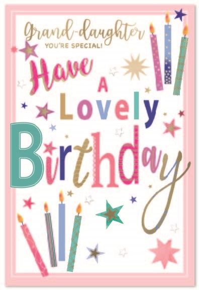 BIRTHDAY CARDS,Granddaughter Stars & Candles