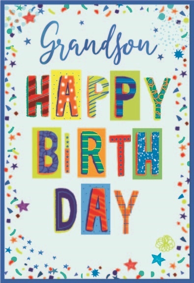 BIRTHDAY CARDS,Grandson 6`s Text & Shapes