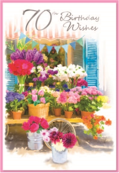 AGE 70 CARDS,Female 6`s Floral Vases