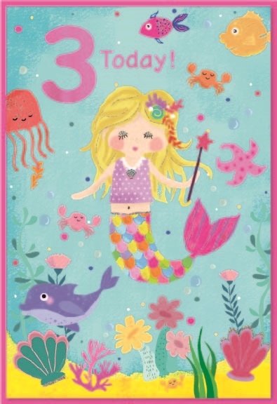 AGE 3 CARDS,Female 6`s Mermaid