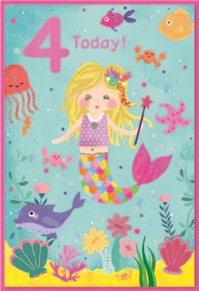 AGE 4 CARDS,Female 6`s Mermaid