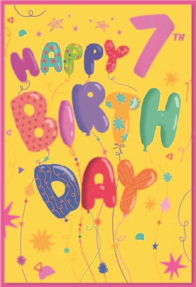 AGE 7 CARDS,Female 6`s Birthday Balloons