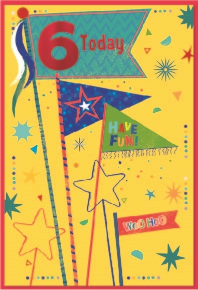 AGE 6 CARDS,Male 6`s Flags