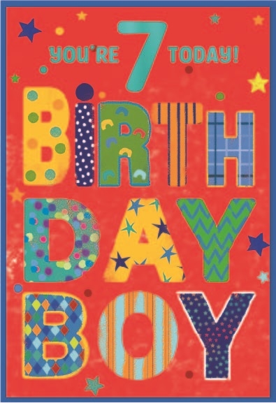 AGE 7 CARDS,Male 6`s Birthday Boy Text