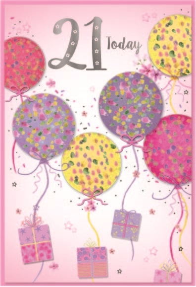AGE 21 CARDS,Female 6`s Balloons