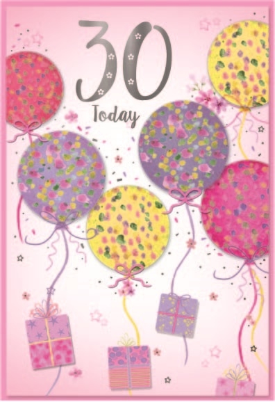 AGE 30 CARDS,Female 6`s Balloons