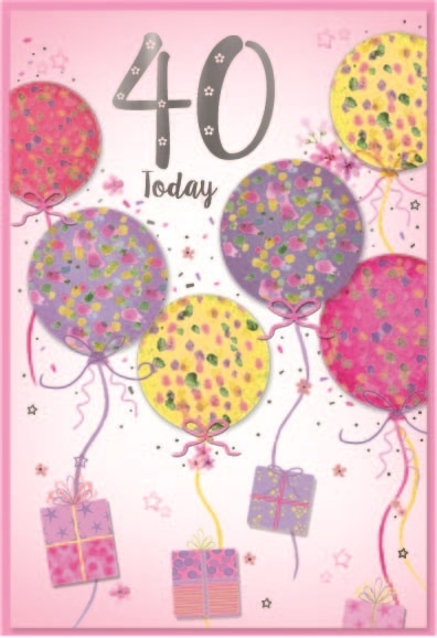 AGE 40 CARDS,Female 6`s Balloons
