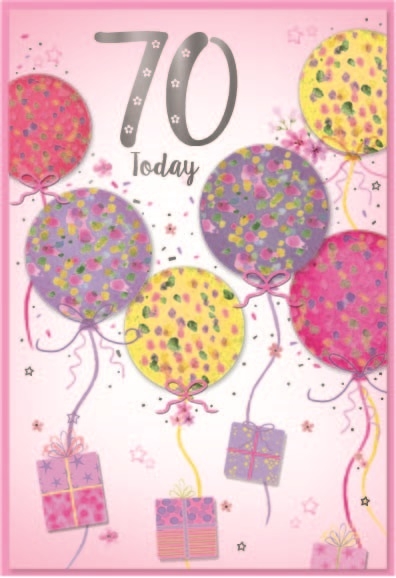 AGE 70 CARDS,Female 6`s Balloons